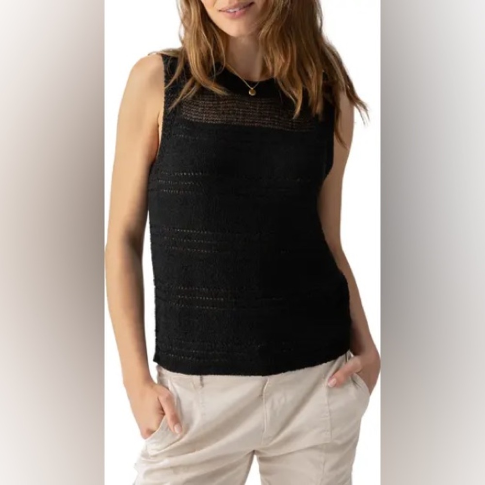 NWT Sanctuary waves of summer Black Textured sleeveless Top size xs